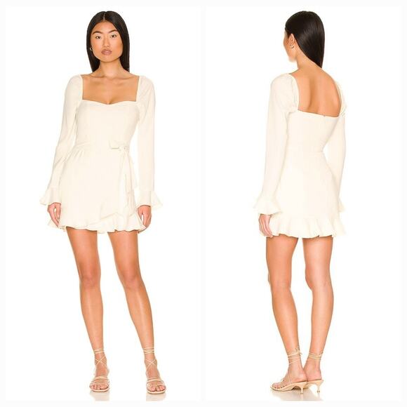 MORE TO COME Khloe Ruffle Sleeve Mini Dress in Ivory Small - Picture 1 of 11